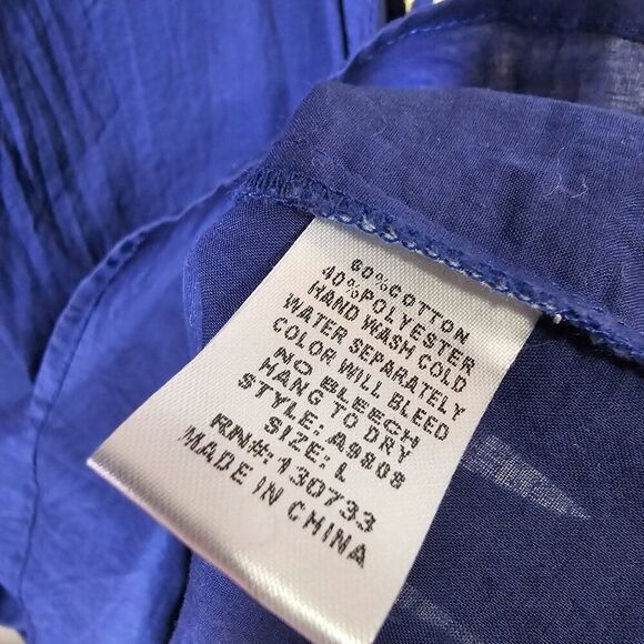 LIKE NEW UMGEE ELECTRIC BLUE SPLIT V NECK EMBROIDERED SLEEVES SHORT DRESS L - Picture 11 of 13